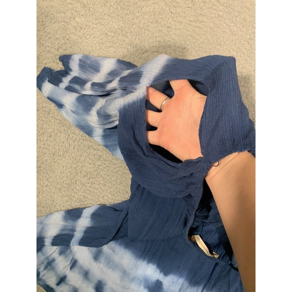 Soft Surroundings Cold Shoulder Tunic Tie Dye Gauze‎ Like Blue Rayon Large L - Picture 11 of 12